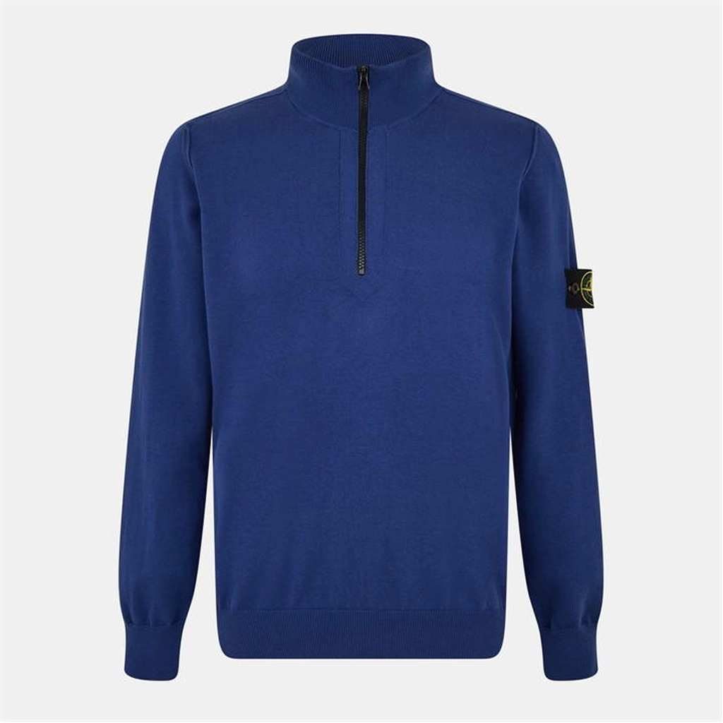 Stone Island Quarter Zip Knit Sweater - Blue